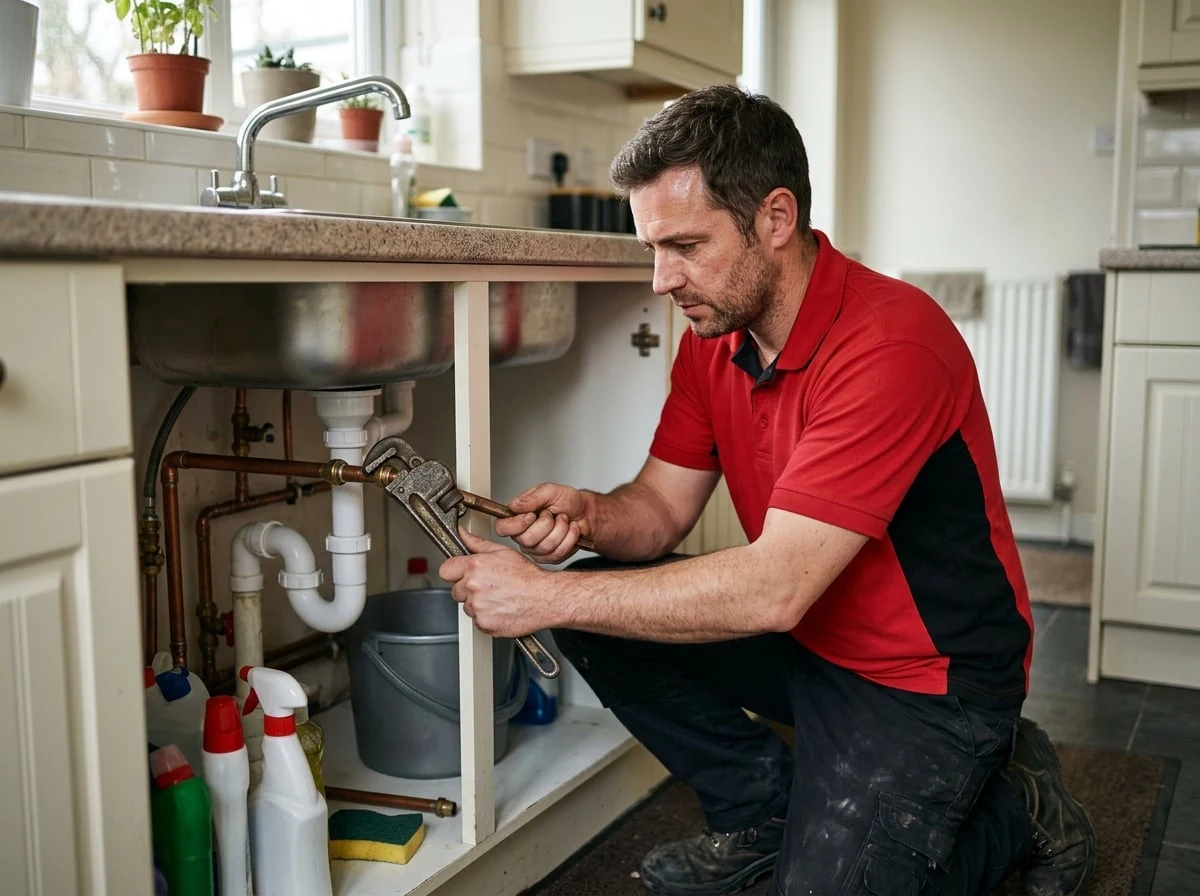Richmond Plumbers 247 engineer carrying out emergency plumbing on a burst pipe in Richmond